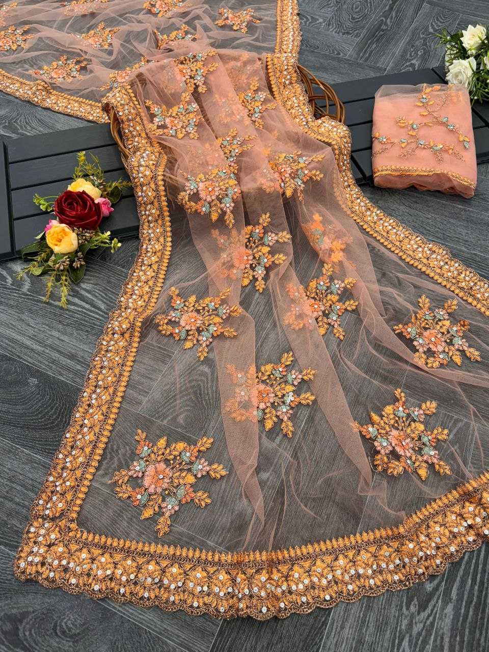 YNF PREMIUM NET ACS 935 SAREES WHOLESALE FANCY NET SEQUIN SAREES MANUFACTURER           